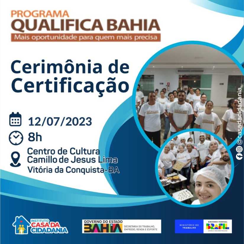 Certificação do Programa Qualifica Bahia acontece nesta quarta feira