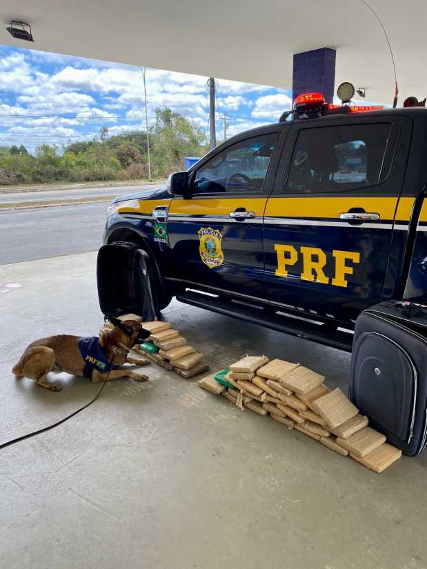 Duas mulheres são presas pela PRF transportando quase 58 kg de maconha